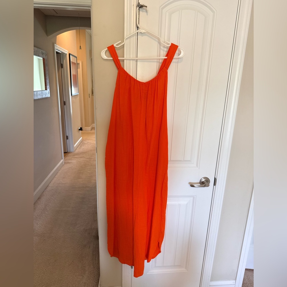 Old Navy Double Gauze Orange Sleeveless Maxi Dress